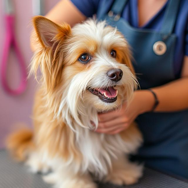 picture of dog being groomed