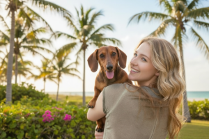 a woman cuddling a dog in Jacksonville Florida